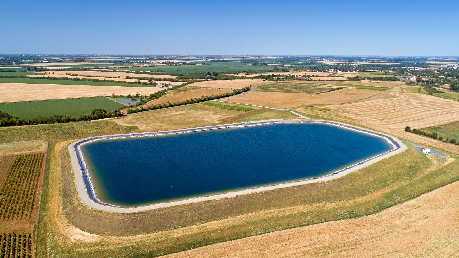 Aerial photography of an artificial lake in Vendee